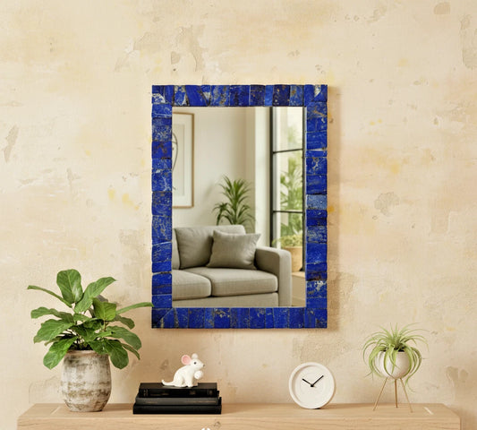 Luxury Lapis Lazuli Wall Mirror | Natural Semi Precious Stone Home Décor | Gifts